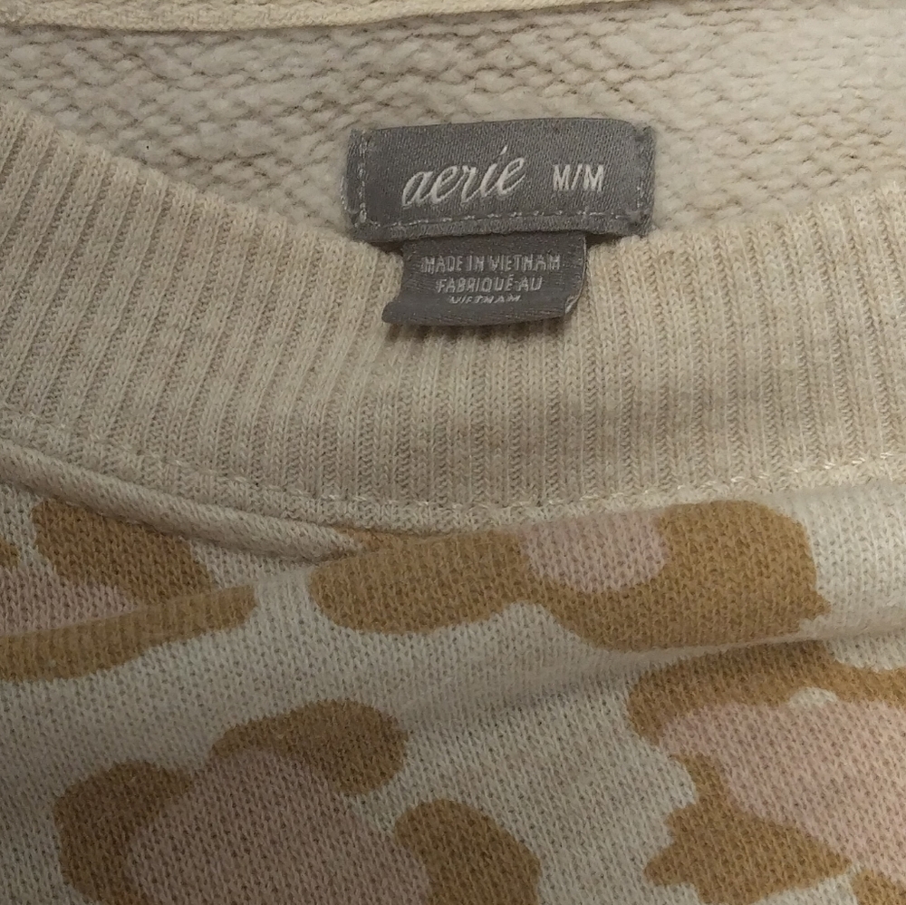 Aerie Cream and Tan Leopard  Patterned Sweater - Picture 2 of 2
